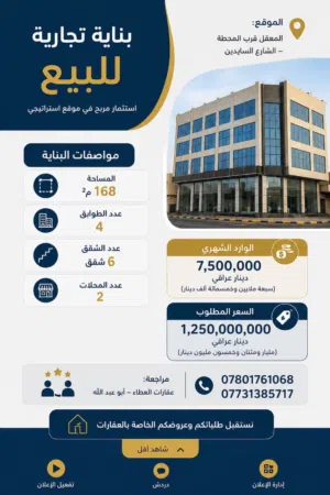 بنايه تجاريه للبيع في المعقل شارع المحطه