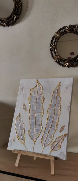 Beautiful leaf painting for sale, formed with textured art.