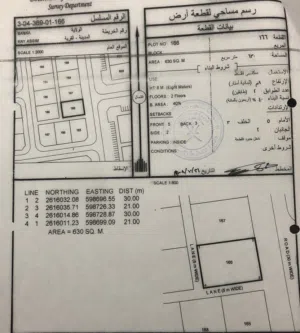 أرض سكنية شبه كورنر للبيع في بركاء حي عاصم جنوب