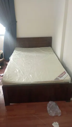 single bed with mattress 2 door cabinet for sale in good condition
