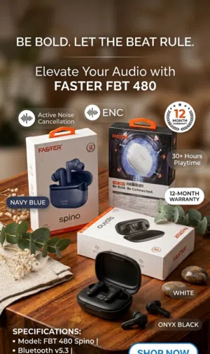 FASTER FBT 480 Spino Powerful bass • ANC Noise Cancellation • 30+ Hours Playtime Free Delivery