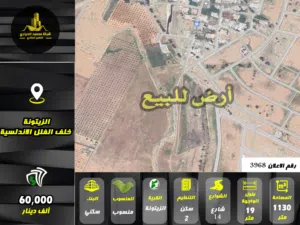 رقم الاعلان (3968) ارض سكنية للبيع في منطقة الزيتونة