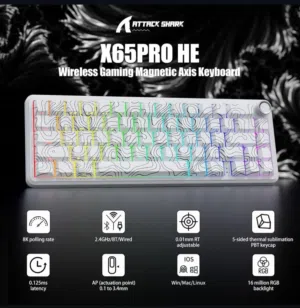 للبيع كيبورد attack shark x65he pro