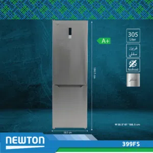 ثلاجة نيوتن الحافظ 305 لتر صافي نظام فريزر سفلي ستانلس نوفرست تبريد هواء شاشة LED شامل التوصيل