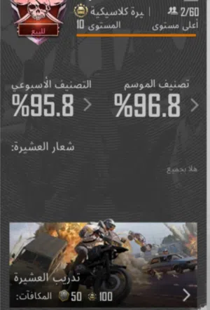 كلان ببجي لفل 10 ماكس للبيع