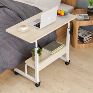 طاولة جانبية مكتب جانبي متحرك مع رفوف للكتب ومكتب للطلاب80 × 40