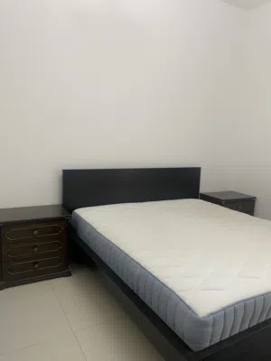 Queen bed frame with mattress and two bedside tables - brand new condition 180x200 IKEA