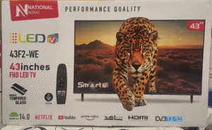 شاشة ناشونال سونيك 43 انش full HD smart سمارت مع قاعده جداريه تتوفر لدينا خدمة التوصيل