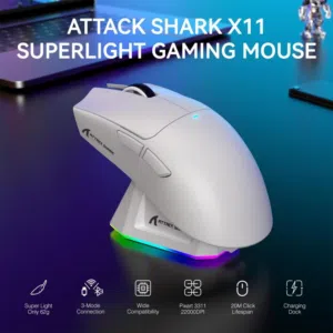 ماوس اتاك شارك اكس 11 لاسلكي وايرليس اصلي ATTACK SHARK X11 22000 DPI USB WIRELESS MOUSE