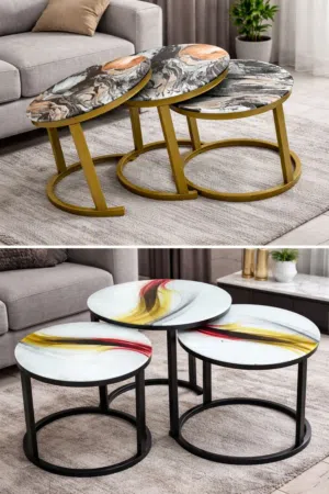 coffee table glass 3pic