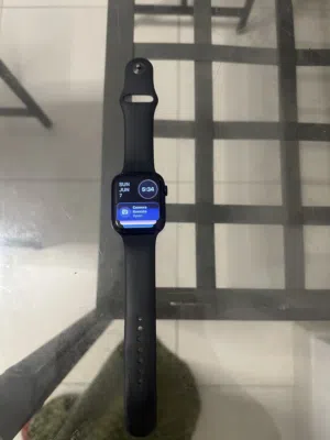Apple Watch series 8 . 45mm Case with navy blue band.