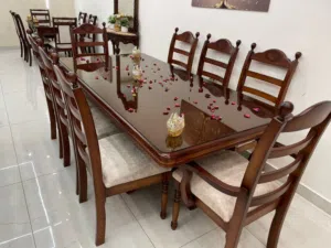 طاوله سفره 8 كراسي زان كاااامل تنجيد جديد كاااامل قزاز حراري اصلي عليها سفره الصلاه ع النبي 299 واصل