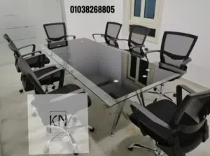 ترابيزه اجتماعات زجاج سيكوريت مقاس 240سم زجاج 10ملي متاح تنفيذ جميع المقاسات والالوان اثاث مكتبي