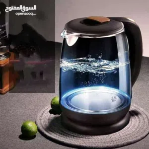 هيتر ابريق تسخين كهربائي بايركس مضيء بإضاءة LED زرقاء