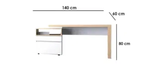 مكتب بيچ و أبيض 140X60X80