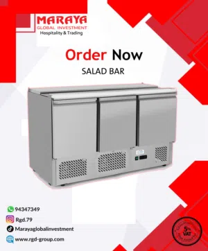 salad bar with bottom chiller - تعديلات هندسية على المبردات واضافة سلاط بار وأرفف اضافية