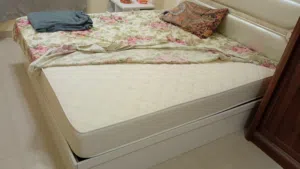 bed with mattress, cupboard big