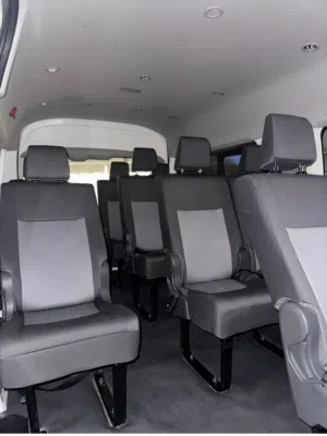 There are Coaster and Hiace buses available for rent in various models.