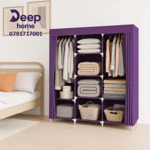 خزانة ملابس متنقله باللون البنفسجي هيكل معدني قماش كتان وتربروف بتحمل اوزان اعلى جودة بالسوق واقل سع