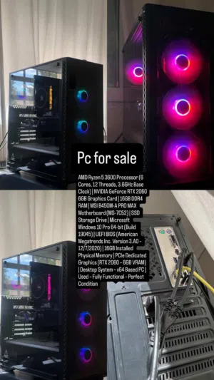 Gaming PC for Sale WITH 2 MONITORS – Ryzen 5 3600 RTX 2060 16GB RAM SSD – Perfect Condition