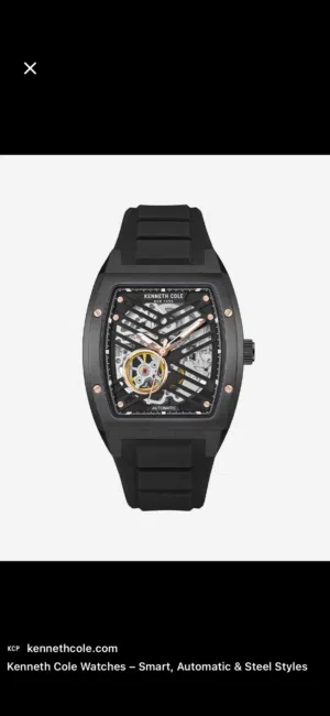 Kenneth Cole Skeleton Automatic               ساعة كينيث كول سكيلتون أوتوماتيك (بدون بطارية)