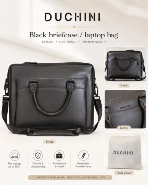 Duchini 15” Leather Laptop Bag - Brand New