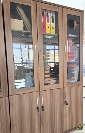 Wooden Glass-Front Cabinet for Office or Bookcase