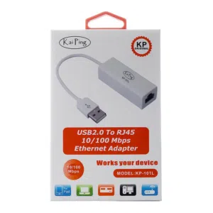 USB 2.0 to RJ45 10/100 Mbps Ethernet Adapter (KP-101L) تحويلة