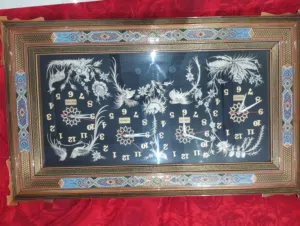 clocks, clock, wooden clock, handcraft, hand made, Iranian handcraft, copper design, Frame.