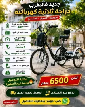 دراجة هوائية كهربائية ثلاثية العجلات توصيل بالمجان لجميع المدن