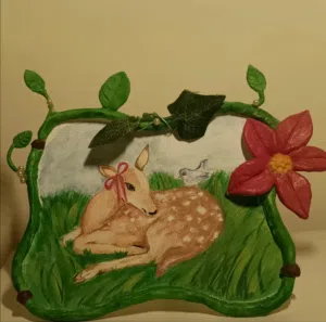 لوحة "رقيق القلب وعنوان الغزل" - رسم مائي يدوي بإطار 3D و حجم ورقة A5
