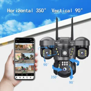 3 كاميرات في كاميرا واحدة!  من V380 PRO الاصدار الاخير  وبدقة 8MP لكل عدسه تدعم الاتصال WiFi