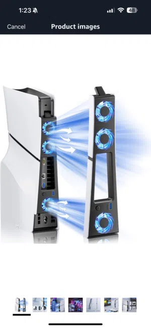 Cooling fan PS5 Slim نظام تبريد هادئ و صامت مع 3 مراوح مبرد مع إضاءة  5 volts AC