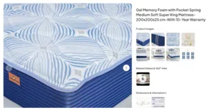 Gel Memory Foam with Pocket Spring Medium Soft Super King Mattress-200x200x25 cm-With 10-Year Warran
