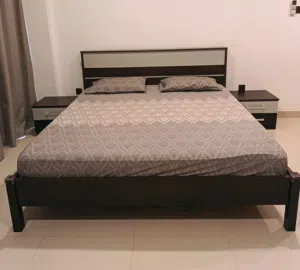 King Size Bed + 2 Matching Side Tables (without Mattress)