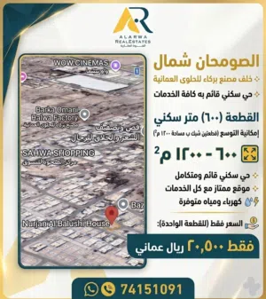 قطعتين ارض للبيع بالصومحان شمال موقع مميز قريب جميع الخدمات