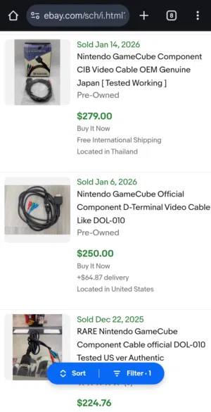 GameCube VGA & NTSC RGB SCART video cables