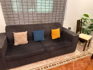 Sofa Set with 5 seating and cushions, one big for 3 persons , 2 separate for individuals