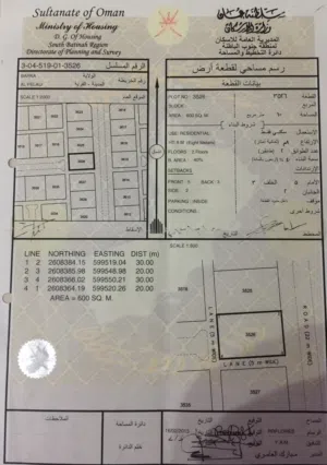 ارض سكنية زاويه في الفليج بركاء و مفتوحة على شارعين رئيسيين