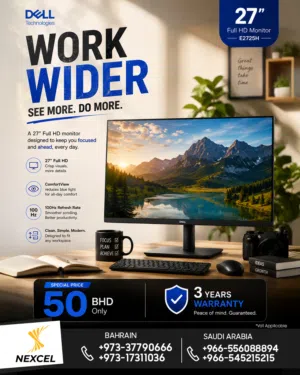 Dell 27" Full HD Monitor E2725H — Work Wider. See More. Do More.