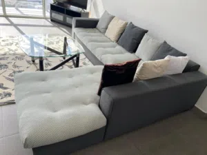 Well maintained 5-seat L Shaped Sofa Set with washable cloth covers – Safat Homes