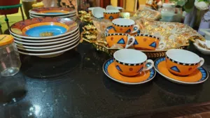 Set of Branded 6 Cups and Saucers and 6 plates