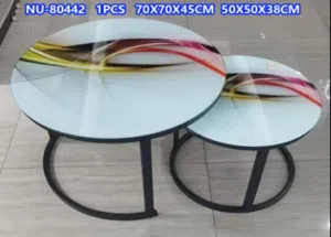 Home Living Room Tempered Glass Coffee Table Small Apartment Round Tea