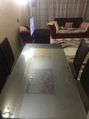 سفرة 6 كراسي + نيش ضلفتين (خشب زان)