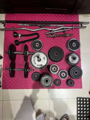 Uses Dumbbells and weights, gym accessories