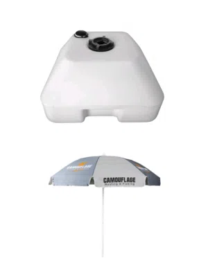 Camouflage Beach umbrella 185cm – UMBRELLAS & WINDSCREENS and  - Umbrella base Box 25L