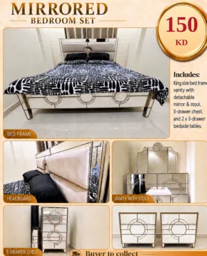 Luxury Mirrored Champagne Gold Bedroom Set