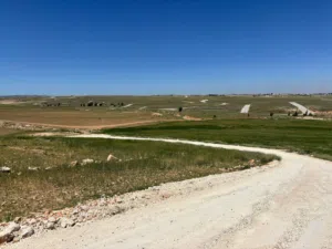 قطعة تبعد عن جسر المطار 2 كم مساحة 1700 متر تنظيم سكن أخضر واصل جميع الخدمات بسعر مغري