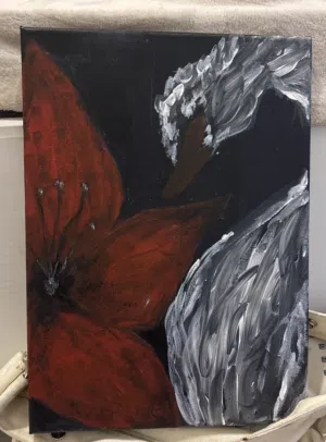 لوحة رسم يدوية بألوان أكريليك، بحالة ممتازة، مناسبة للديكور المنزلي