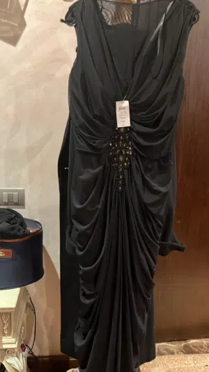 فستان سهرة اسود شيفون مقاس L